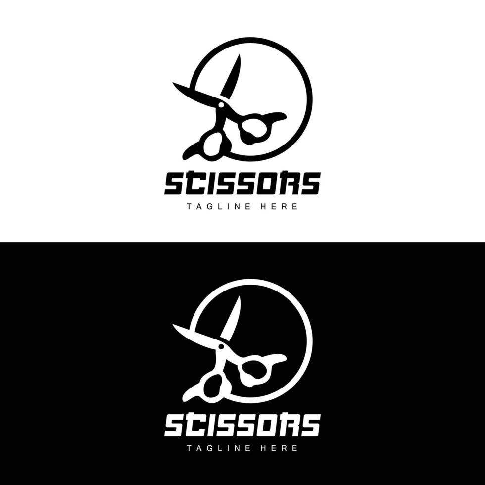 schaar logo, snijdend gereedschap vector, kapperszaak scheermes schaar gemakkelijk ontwerp, illustratie sjabloon icoon vector