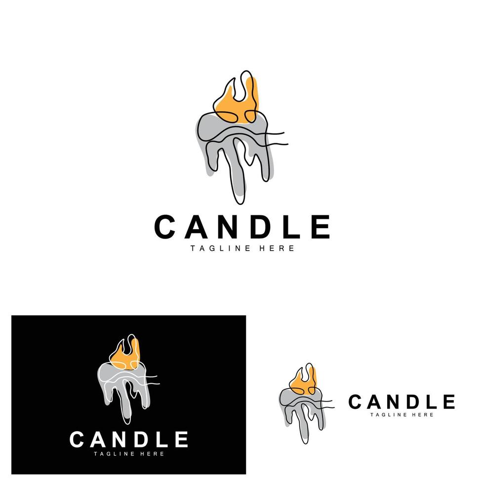 kaars logo, vlam verlichting ontwerp, brandend luxe vector, illustratie sjabloon icoon vector