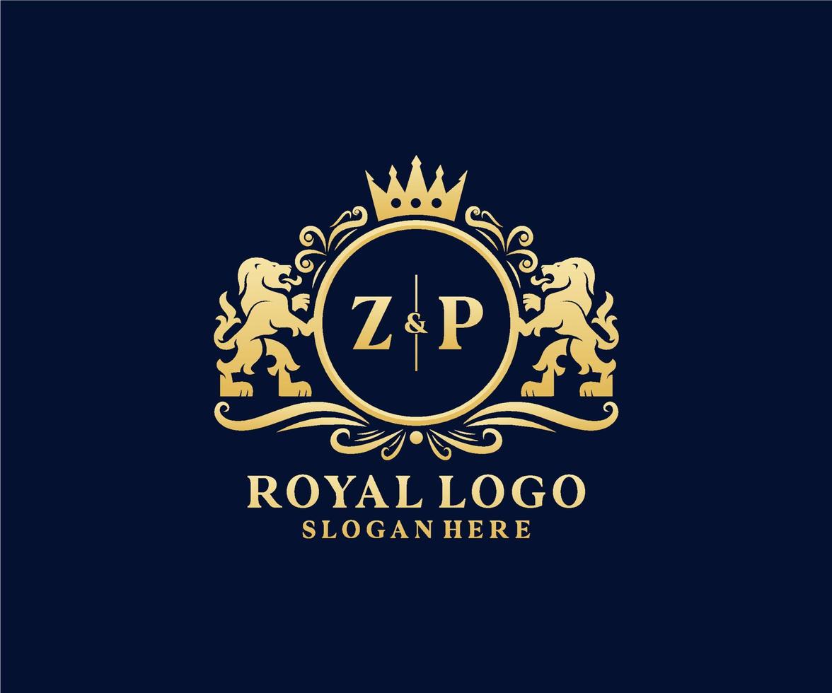 eerste zp brief leeuw Koninklijk luxe logo sjabloon in vector kunst voor restaurant, royalty, boetiek, cafe, hotel, heraldisch, sieraden, mode en andere vector illustratie.