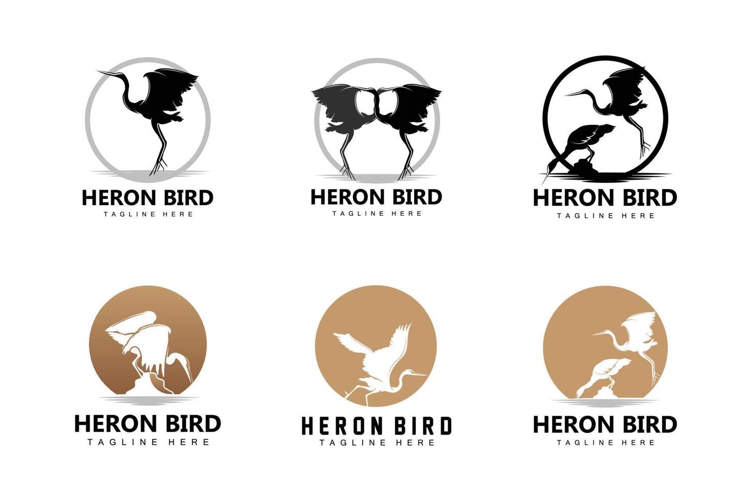 vogel reiger ooievaar logo ontwerp, vogelstand reiger vliegend Aan de rivier- vector, Product merk illustratie vector