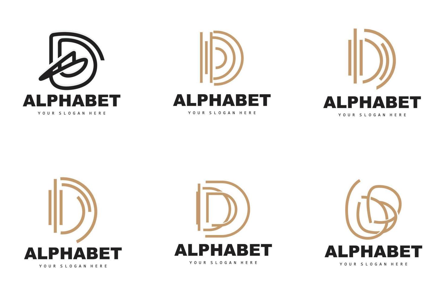 d brief logo, gemakkelijk alfabet ontwerp, modern minimalistische doopvont vector