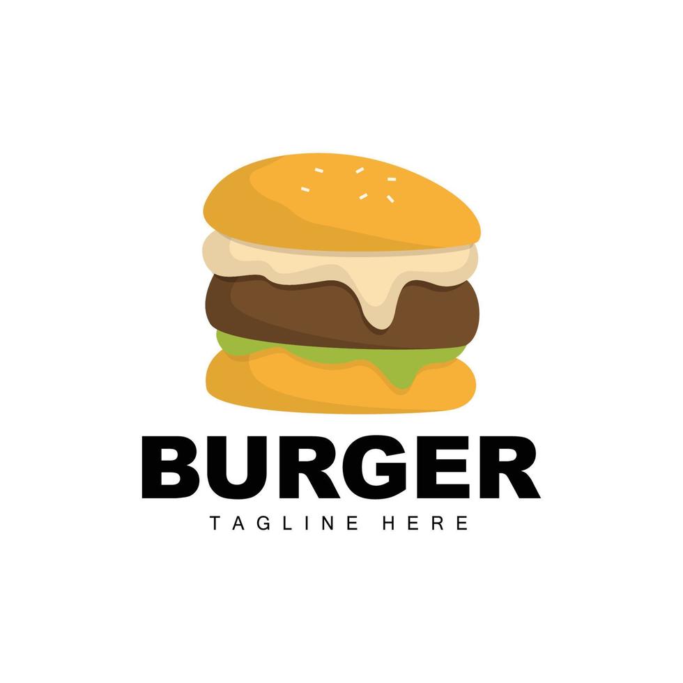 hamburger logo, brood vector, vlees en groente, snel voedsel ontwerp, hamburger winkel en Product merk icoon illustratie vector