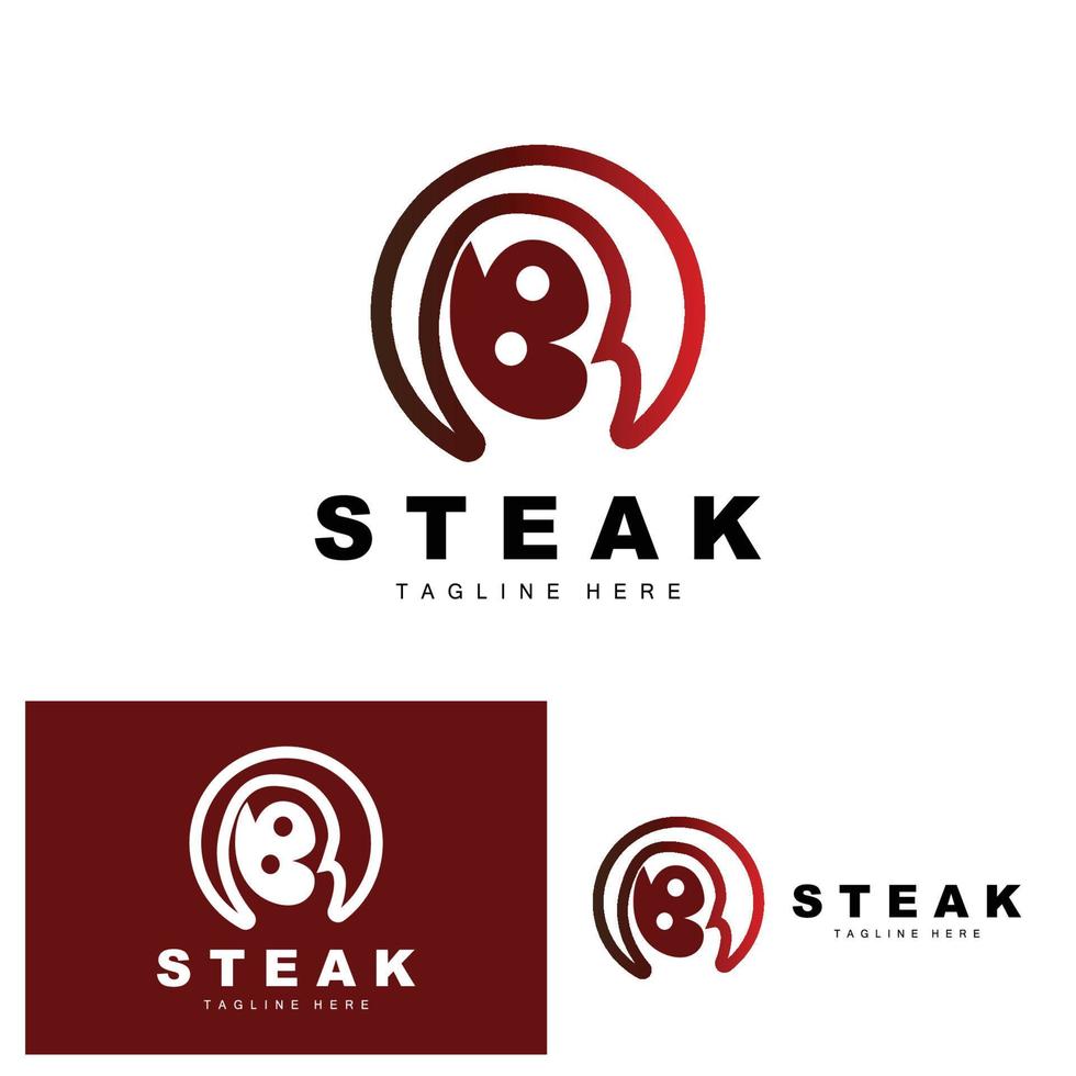 rundvlees logo, vlees steak vector, rooster keuken ontwerp, steak restaurant merk sjabloon icoon vector