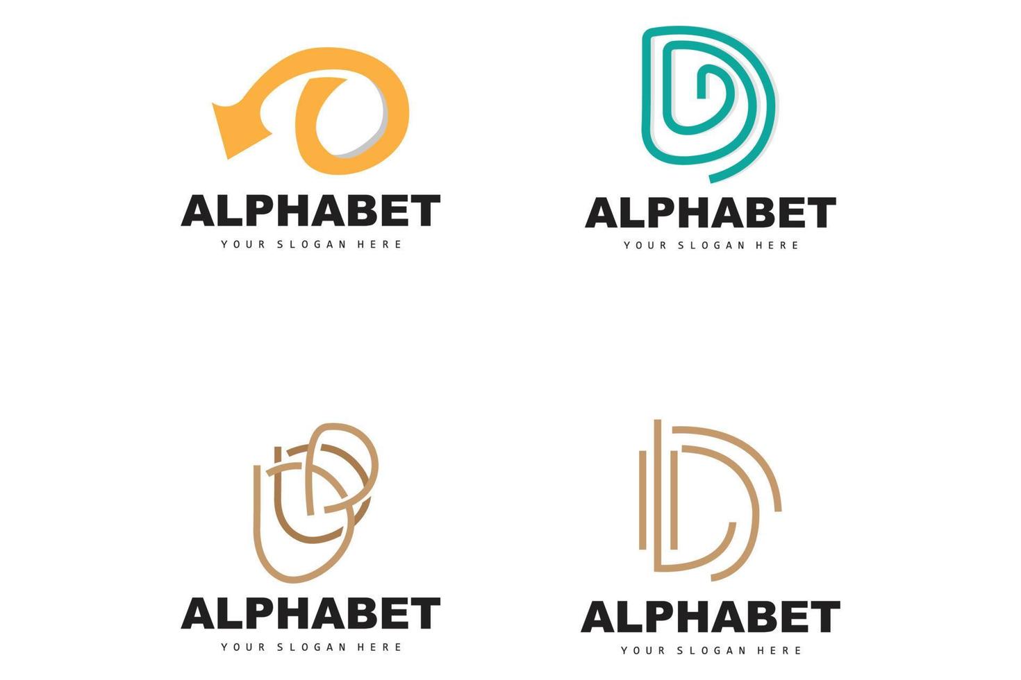 d brief logo, gemakkelijk alfabet ontwerp, modern minimalistische doopvont vector