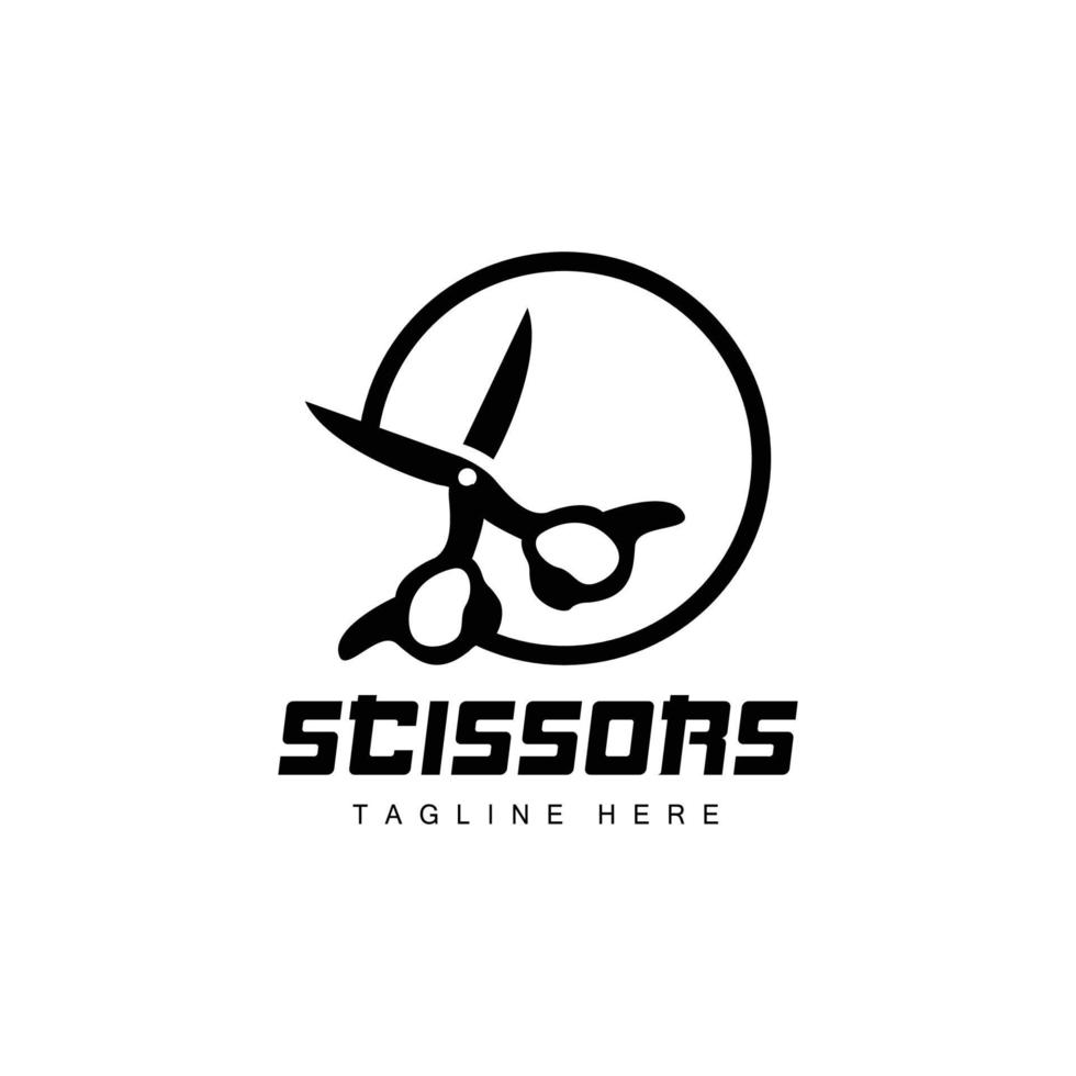 schaar logo, snijdend gereedschap vector, kapperszaak scheermes schaar gemakkelijk ontwerp, illustratie sjabloon icoon vector