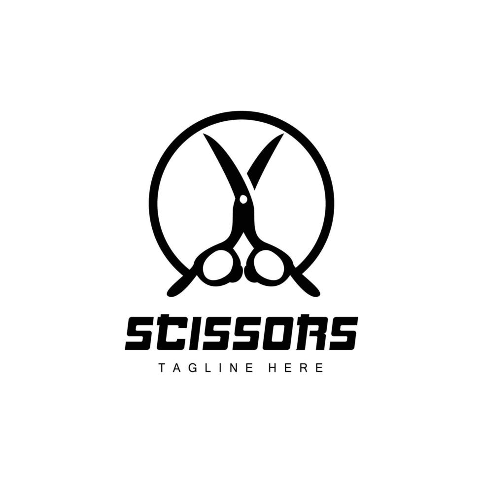 schaar logo, snijdend gereedschap vector, kapperszaak scheermes schaar gemakkelijk ontwerp, illustratie sjabloon icoon vector