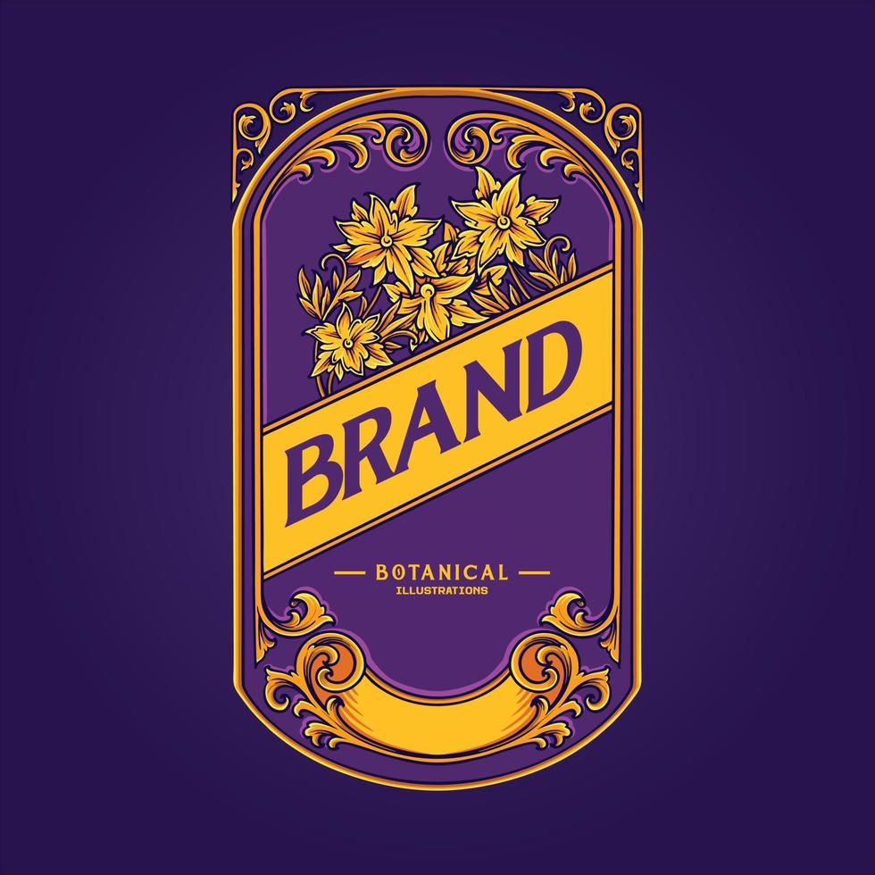 luxe kader etiket wijnoogst botanisch floreren ornament logo illustraties vector