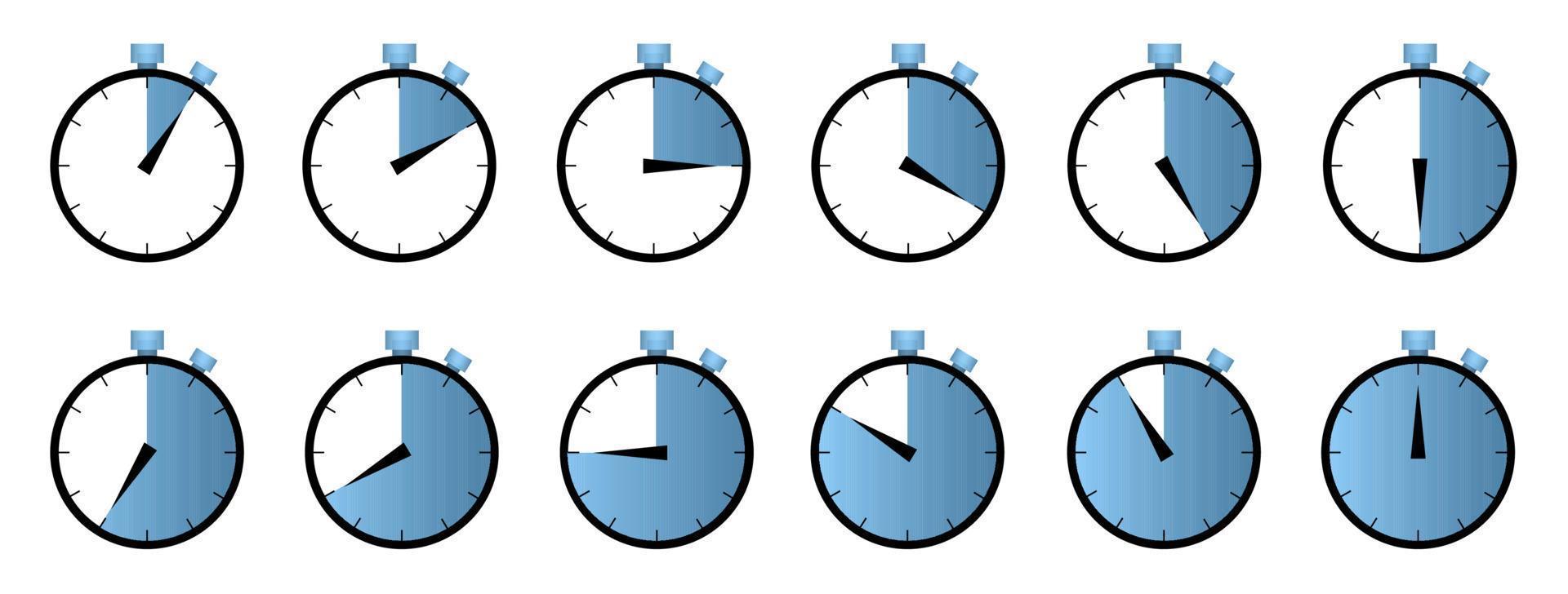 reeks van klok, timer icoon vector