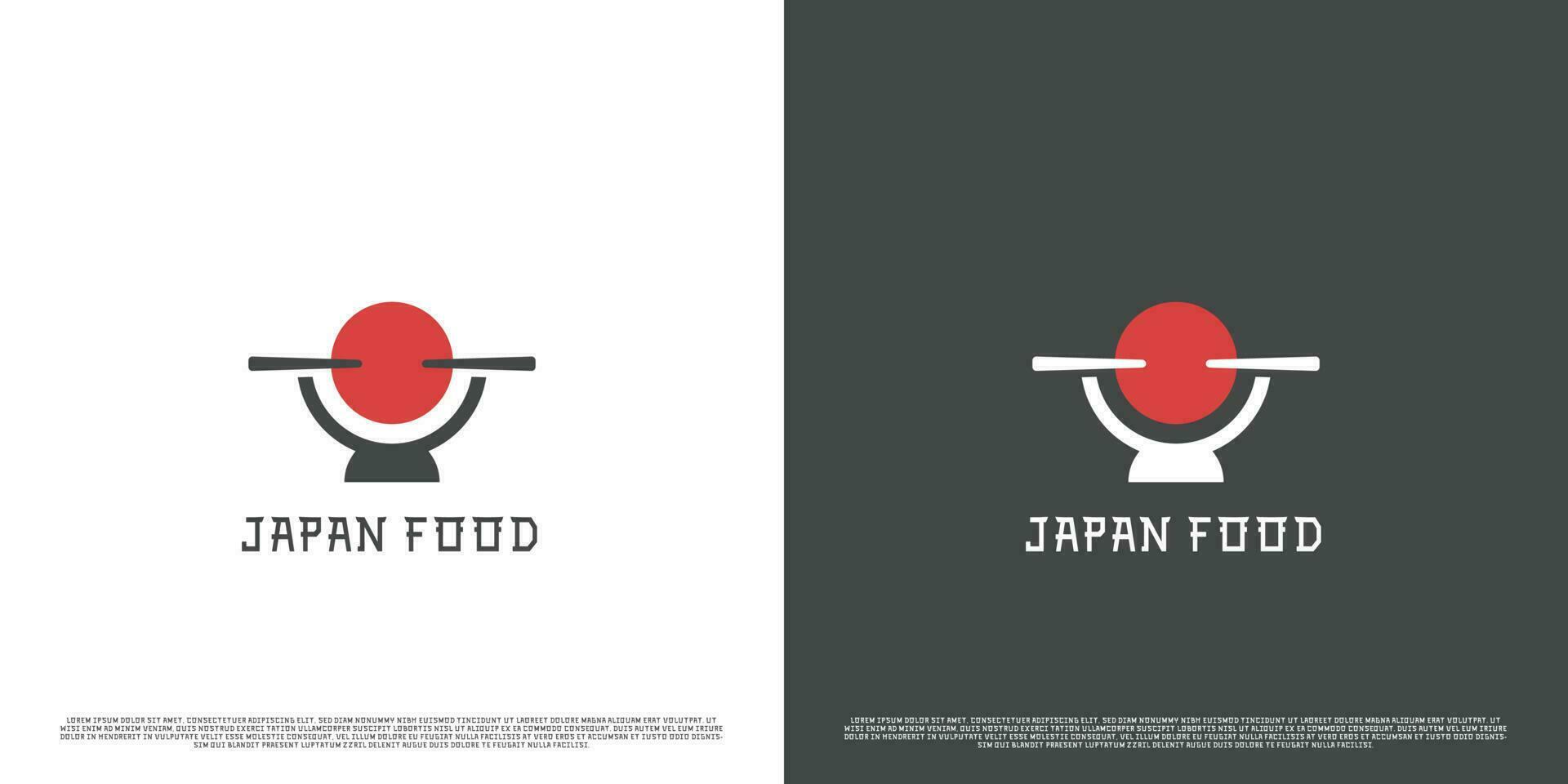 Japans voedsel logo ontwerp illustratie. Aziatisch Japans eetstokjes kom vlak silhouet. gemakkelijk Aziatisch cultuur voedsel ontwerp. vector