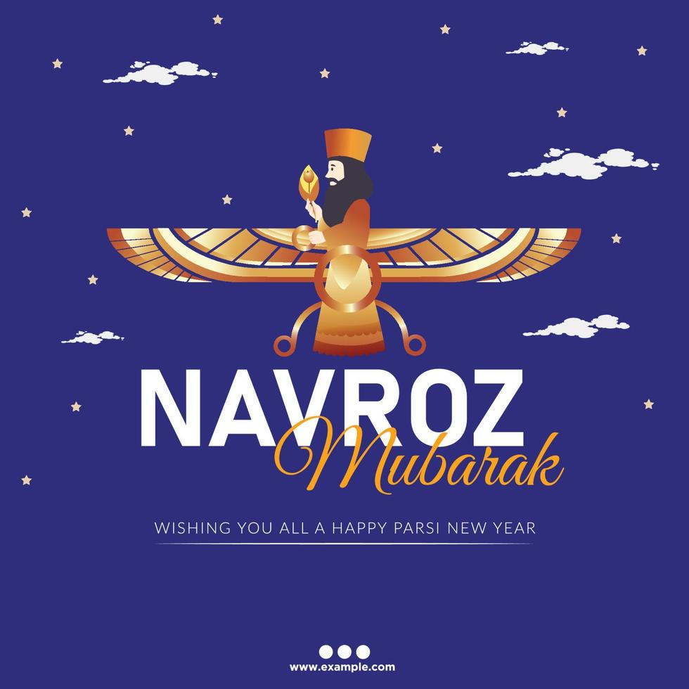 wensen u allemaal een gelukkig parsi nieuw jaar met tekst navroz mubarak banier ontwerp sjabloon vector