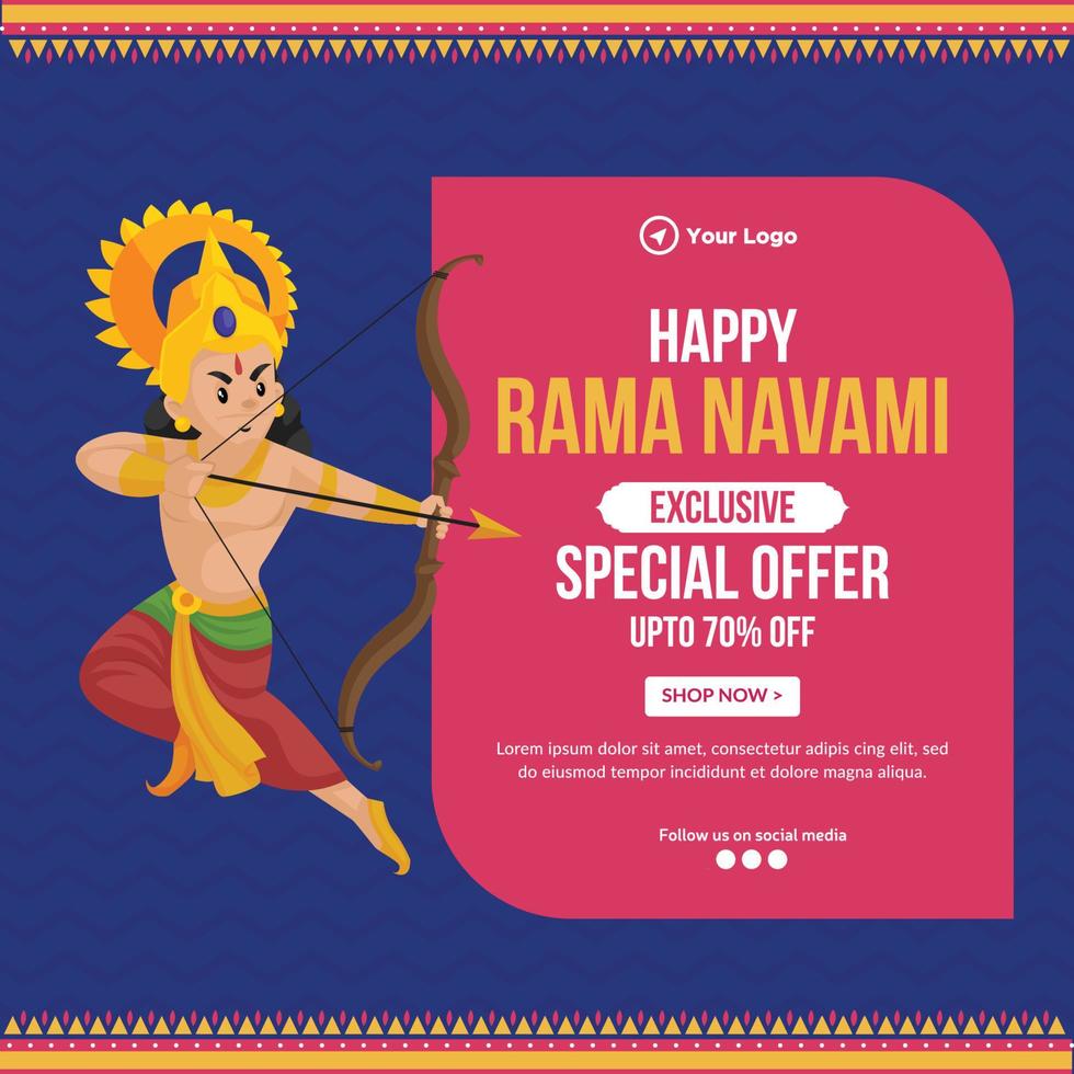 banier ontwerp van gelukkig RAM navami tekenfilm stijl sjabloon vector