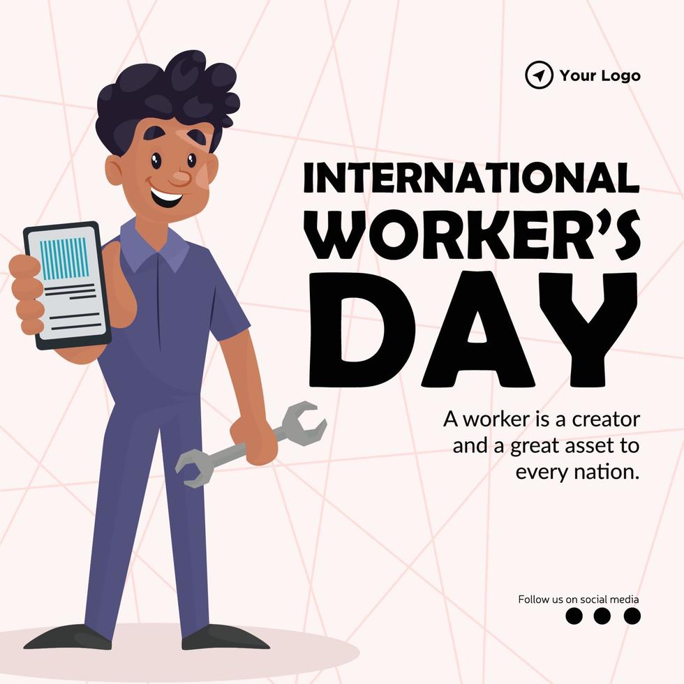 banier ontwerp van Internationale arbeiders dag sjabloon vector