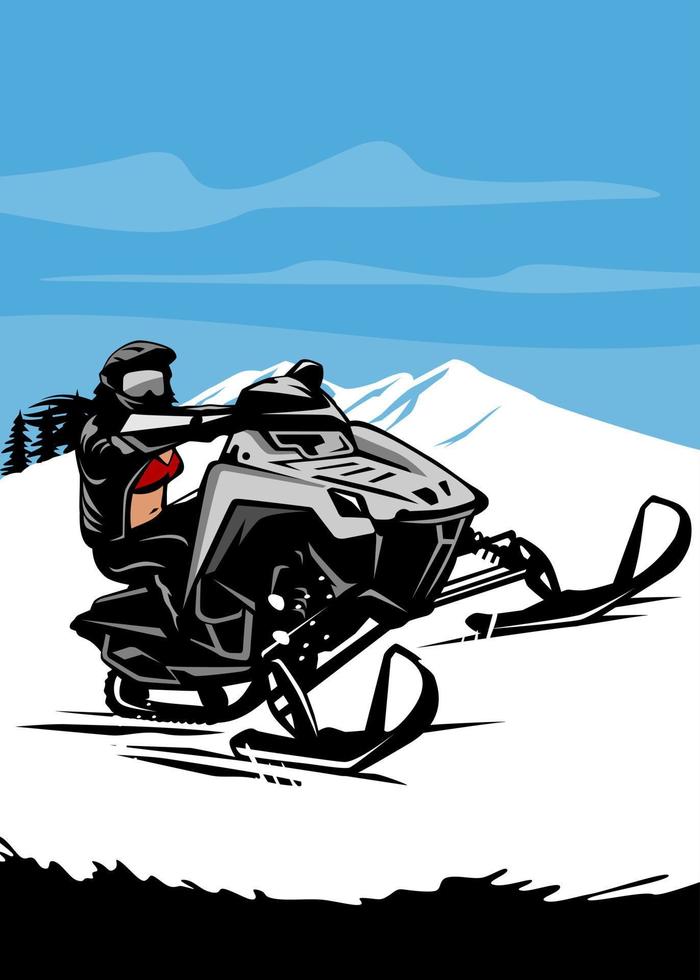 sneeuwscooter trails ontwerp logo icoon vector