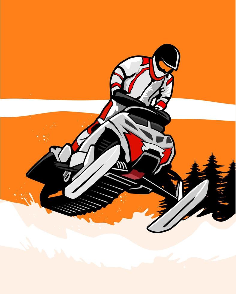 sneeuwscooter trails ontwerp logo icoon vector