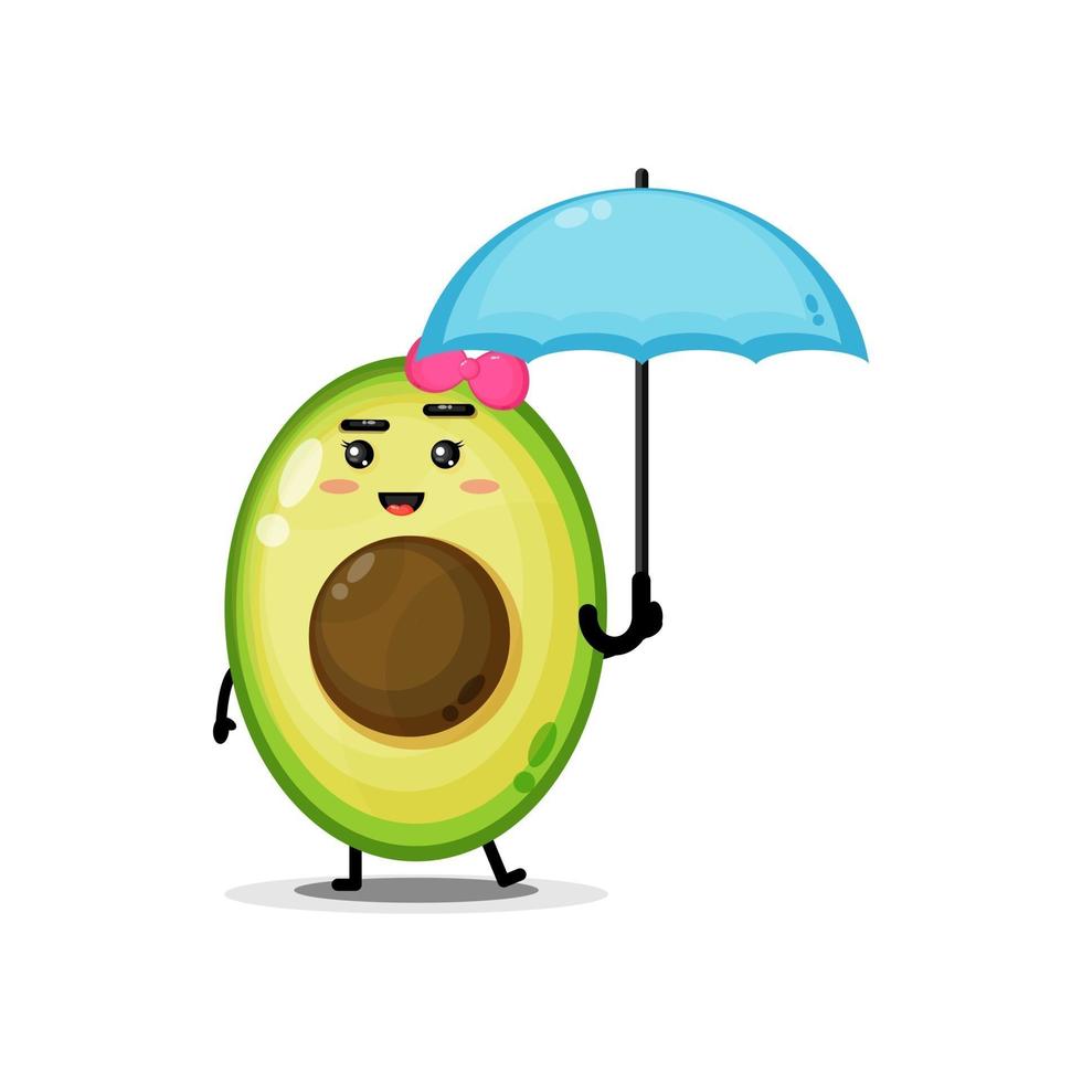 schattige avocado met een paraplu vector