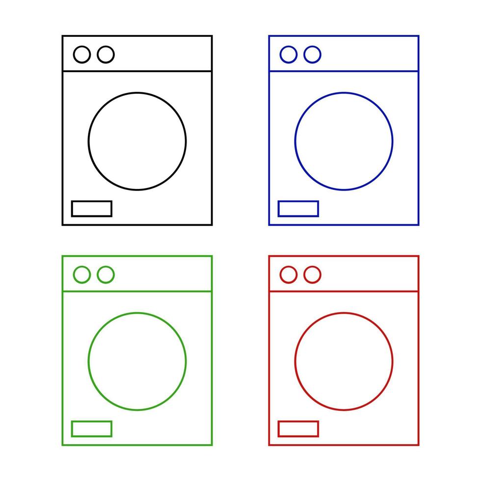 set van wasmachine op witte achtergrond vector