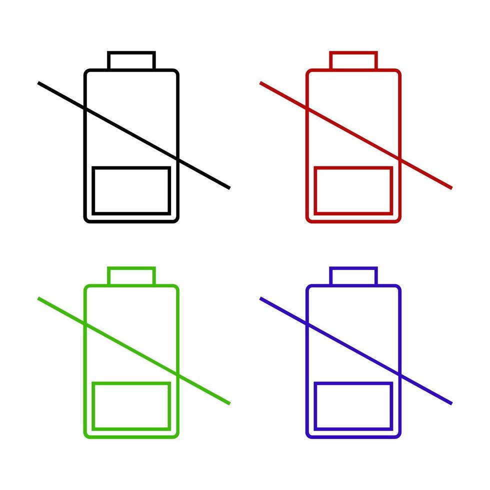 lage batterij ingesteld op witte achtergrond vector