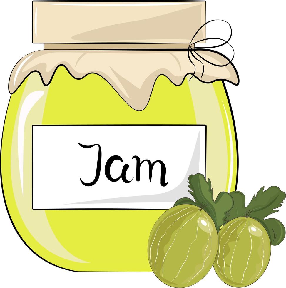 illustratie van een pot van kruisbes jam vector