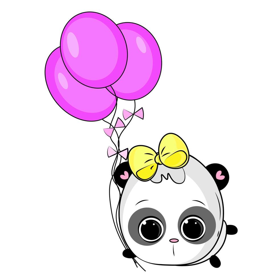 illustratie van tekenfilm schattig panda met ballonnen vector