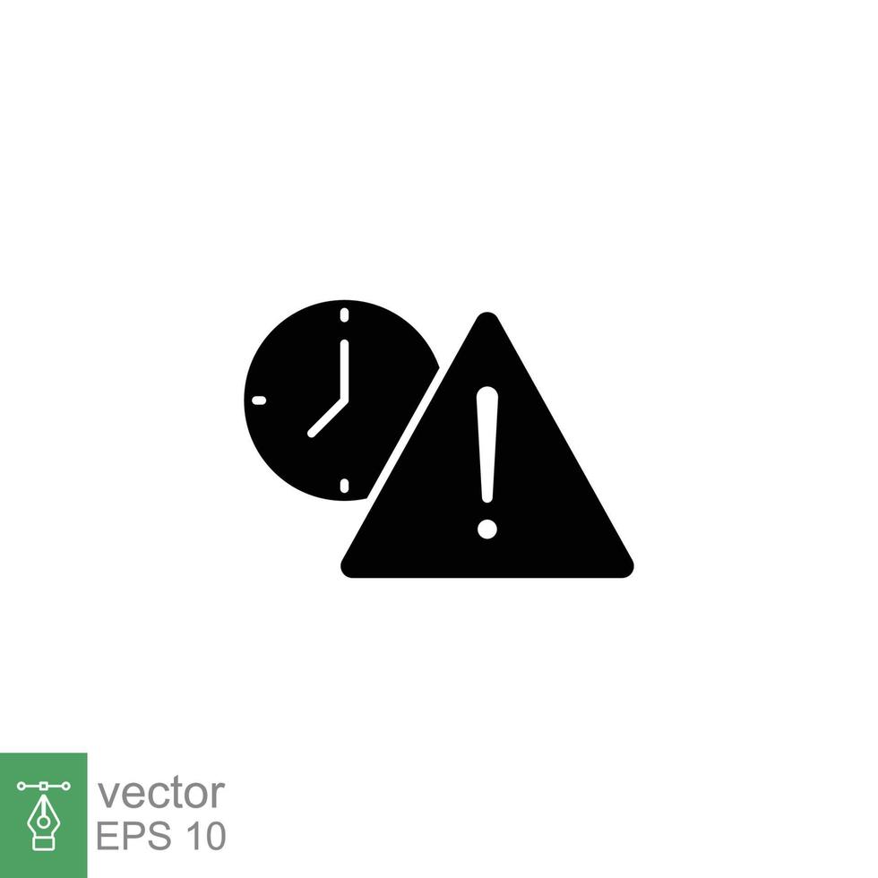 verstrijken glyph icoon. gemakkelijk solide stijl voor web en app. alert, alarm, klok circulaire met uitroep Mark concept. zwart silhouet symbool. vector illustratie geïsoleerd Aan wit achtergrond. eps 10.