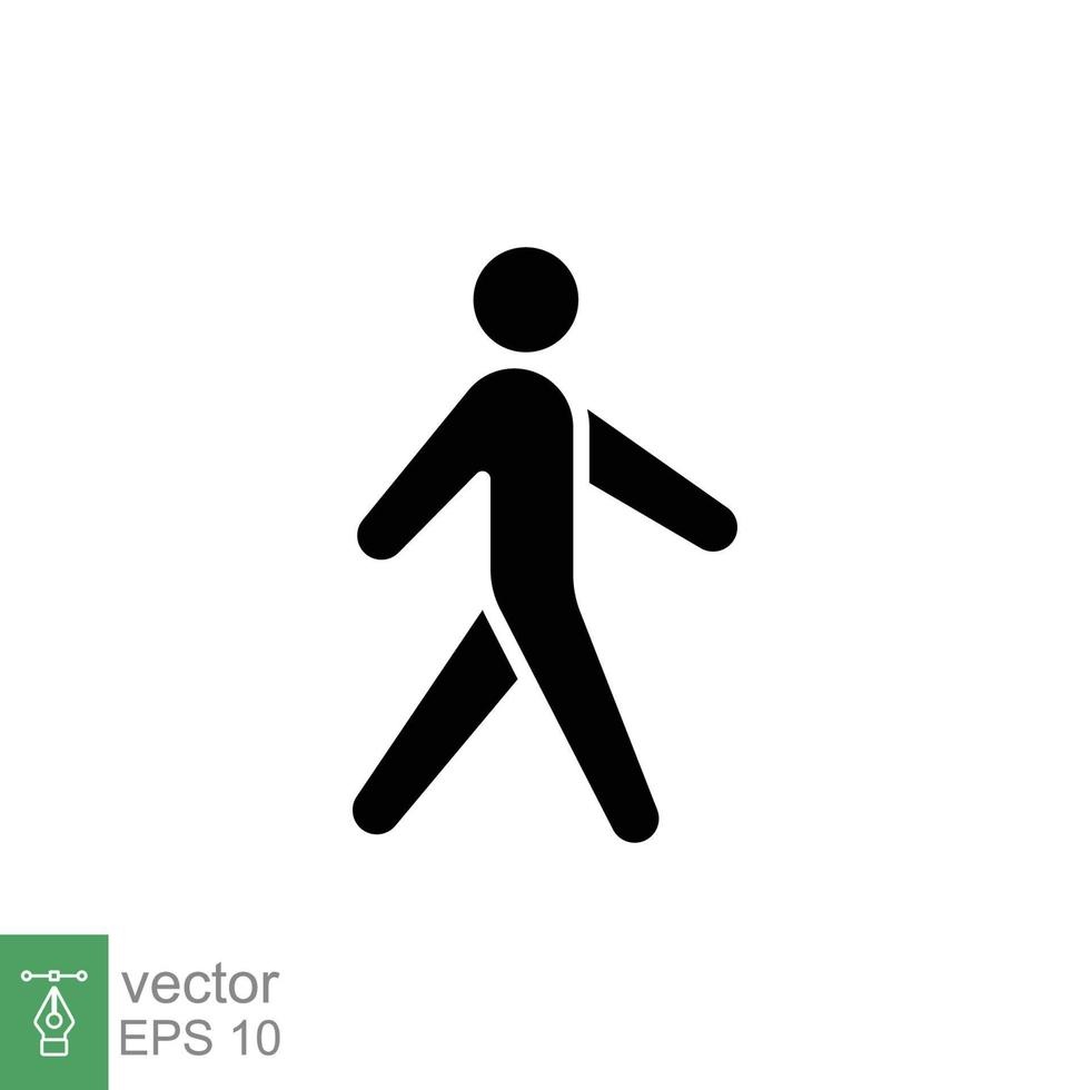 wandelen icoon. gemakkelijk solide stijl. voetganger, wandelen Mens, pictogram, menselijk, kant, loopbrug concept. zwart silhouet, glyph symbool. vector illustratie geïsoleerd Aan wit achtergrond. eps 10.
