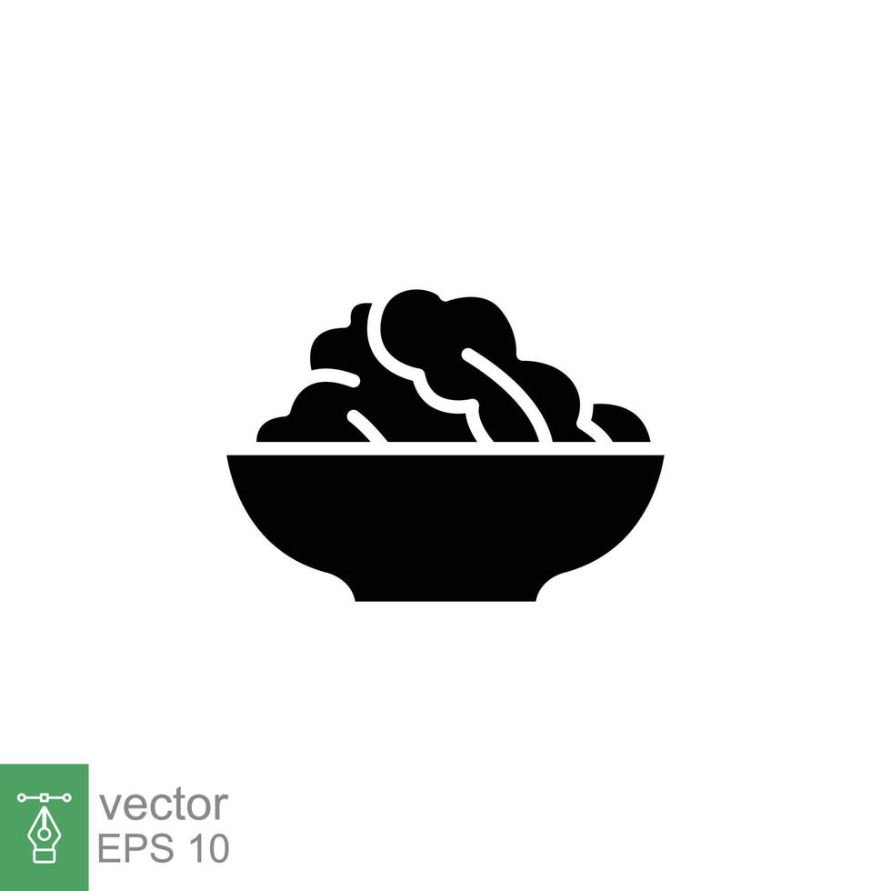 salade icoon. gemakkelijk solide stijl. biologisch voedsel in schaal, Gezondheid, groenten, bord, restaurant concept. zwart silhouet, glyph symbool. vector illustratie geïsoleerd Aan wit achtergrond. eps 10.