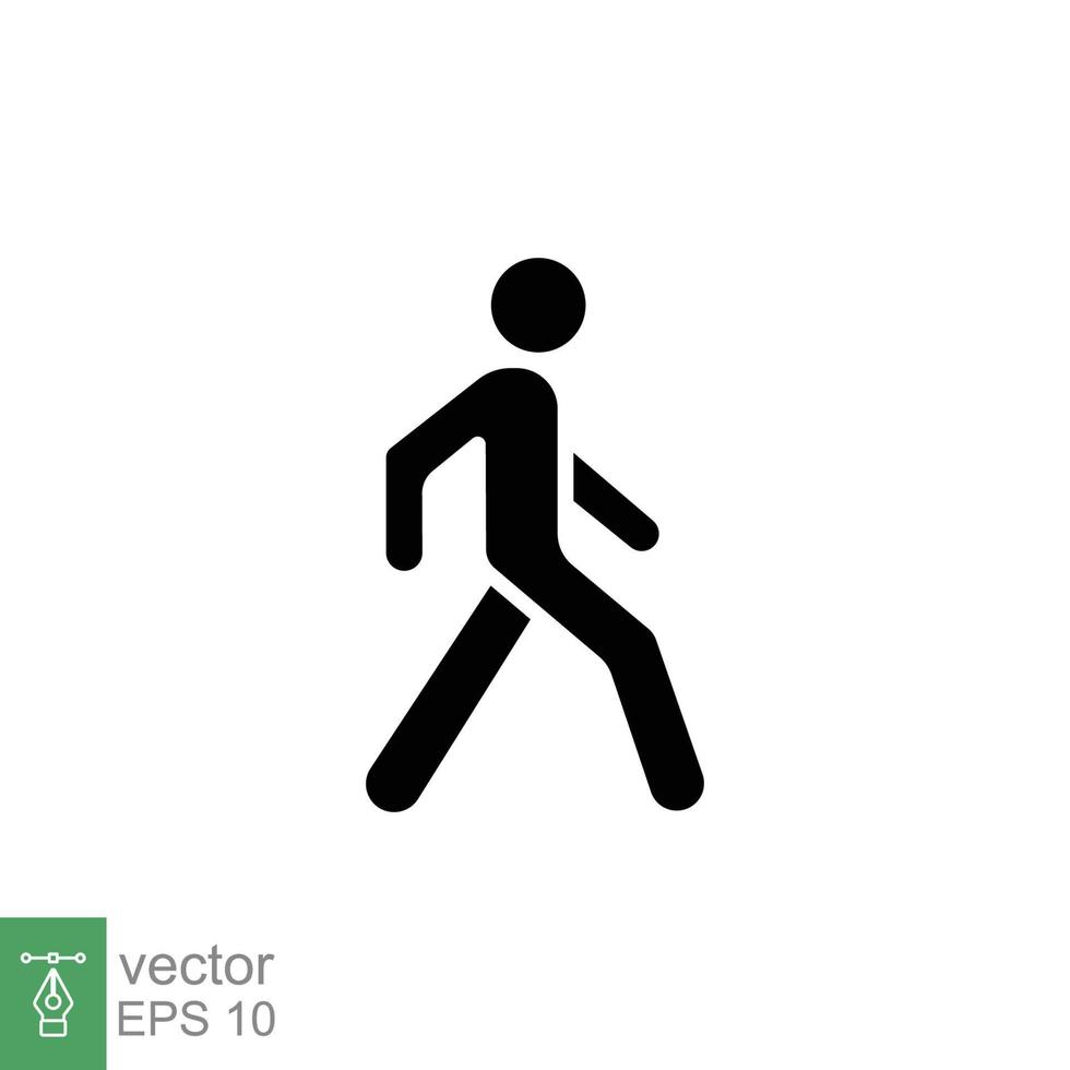 wandelen icoon. gemakkelijk solide stijl. voetganger, wandelen Mens, pictogram, menselijk, kant, loopbrug concept. zwart silhouet, glyph symbool. vector illustratie geïsoleerd Aan wit achtergrond. eps 10.