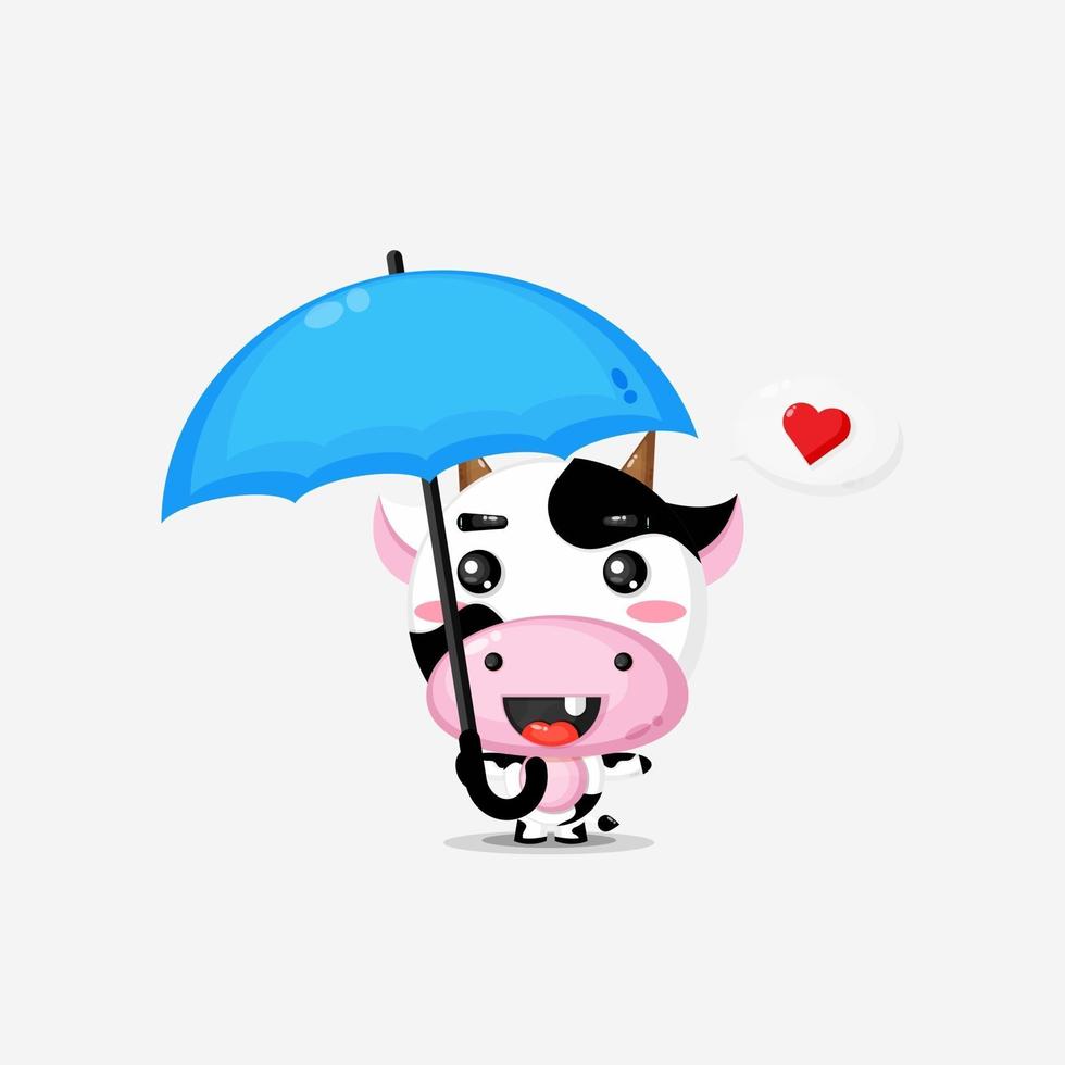 schattige koe met een paraplu vector