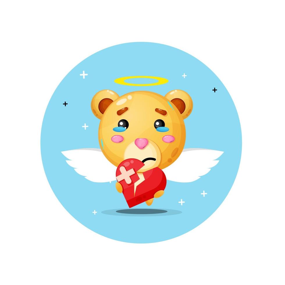 schattige engel beer is triest liefde te houden vector