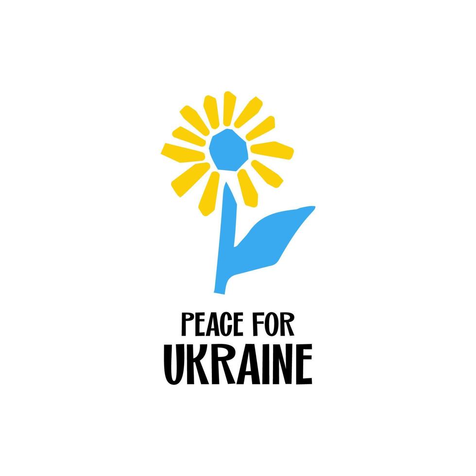 vrede voor Oekraïne gestileerde illustratie zonnebloem in oekraïens nationaal kleur blauw en geel in snijdend stijl geïsoleerd vector