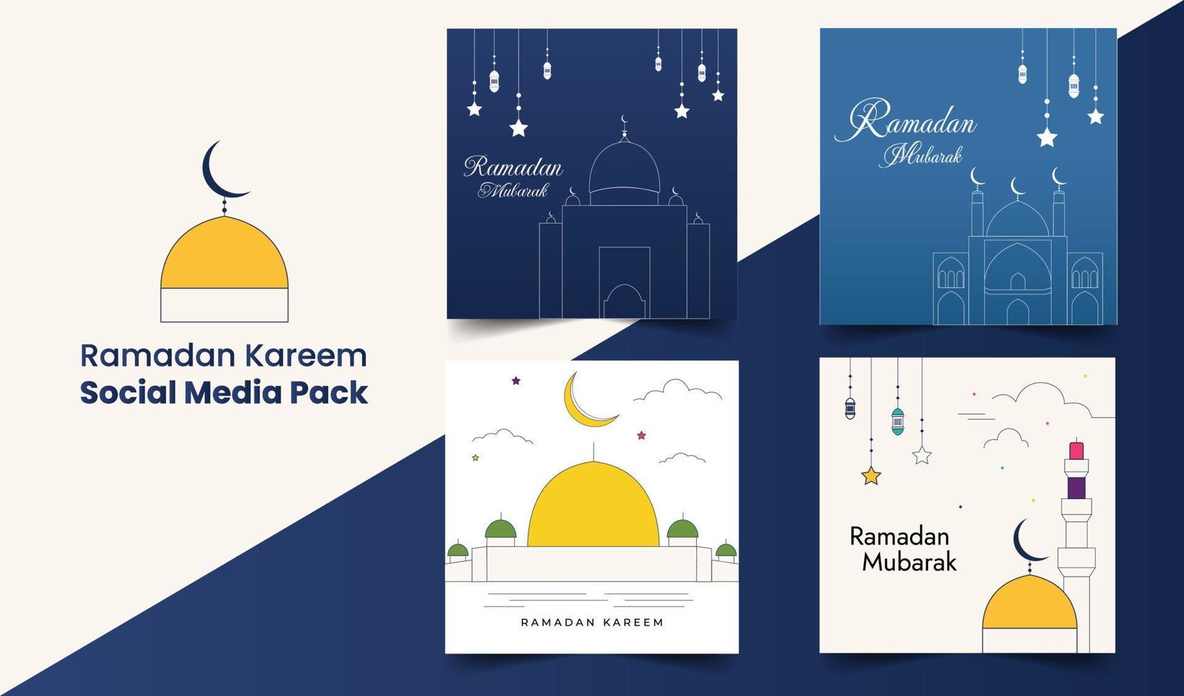 Ramadan kareem sociaal media verzameling 2 vector