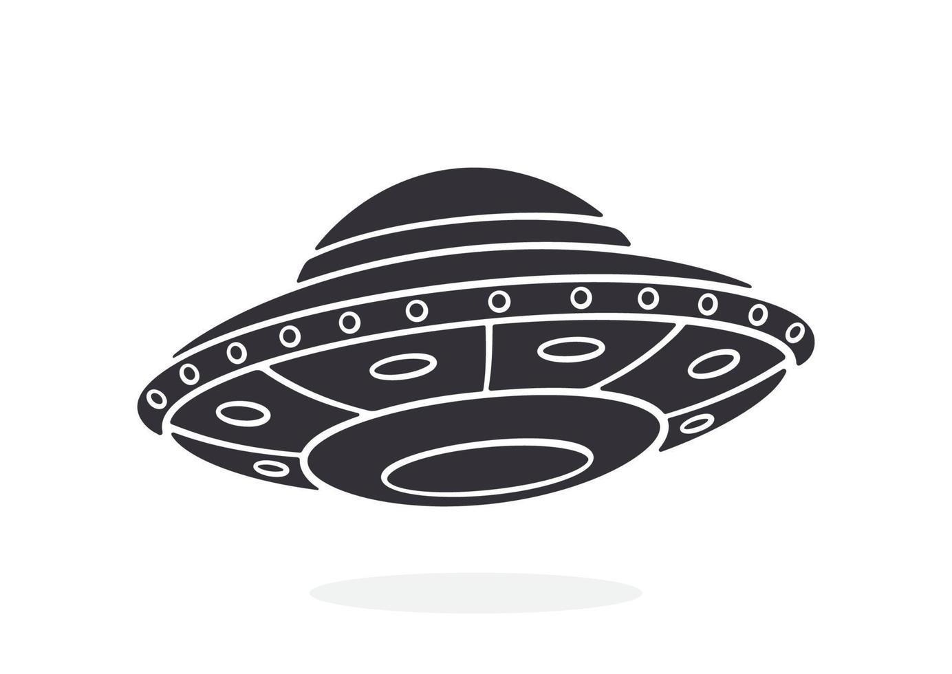 silhouet van speelgoed- ufo ruimte schip. buitenaards wezen ruimte schip. futuristische onbekend vliegend voorwerp. geïsoleerd patroon Aan wit achtergrond vector