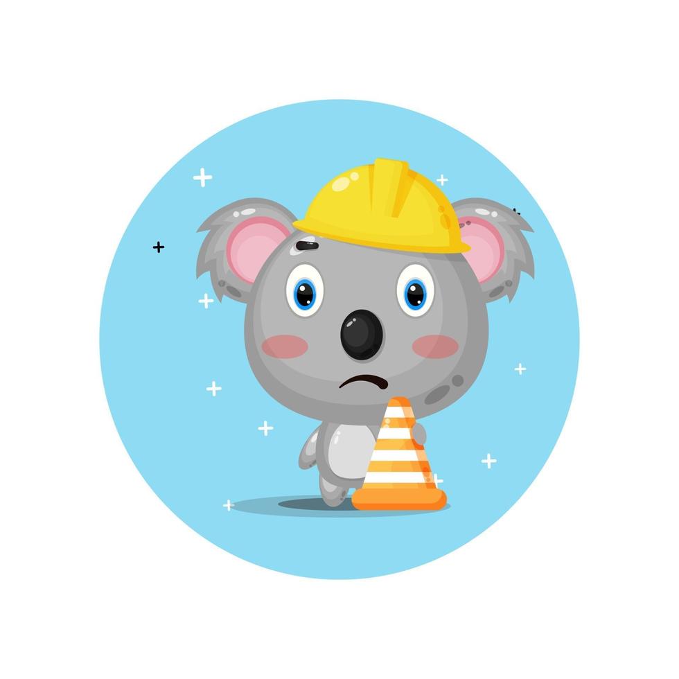 schattige koala-mascotte werkt in de bouw vector