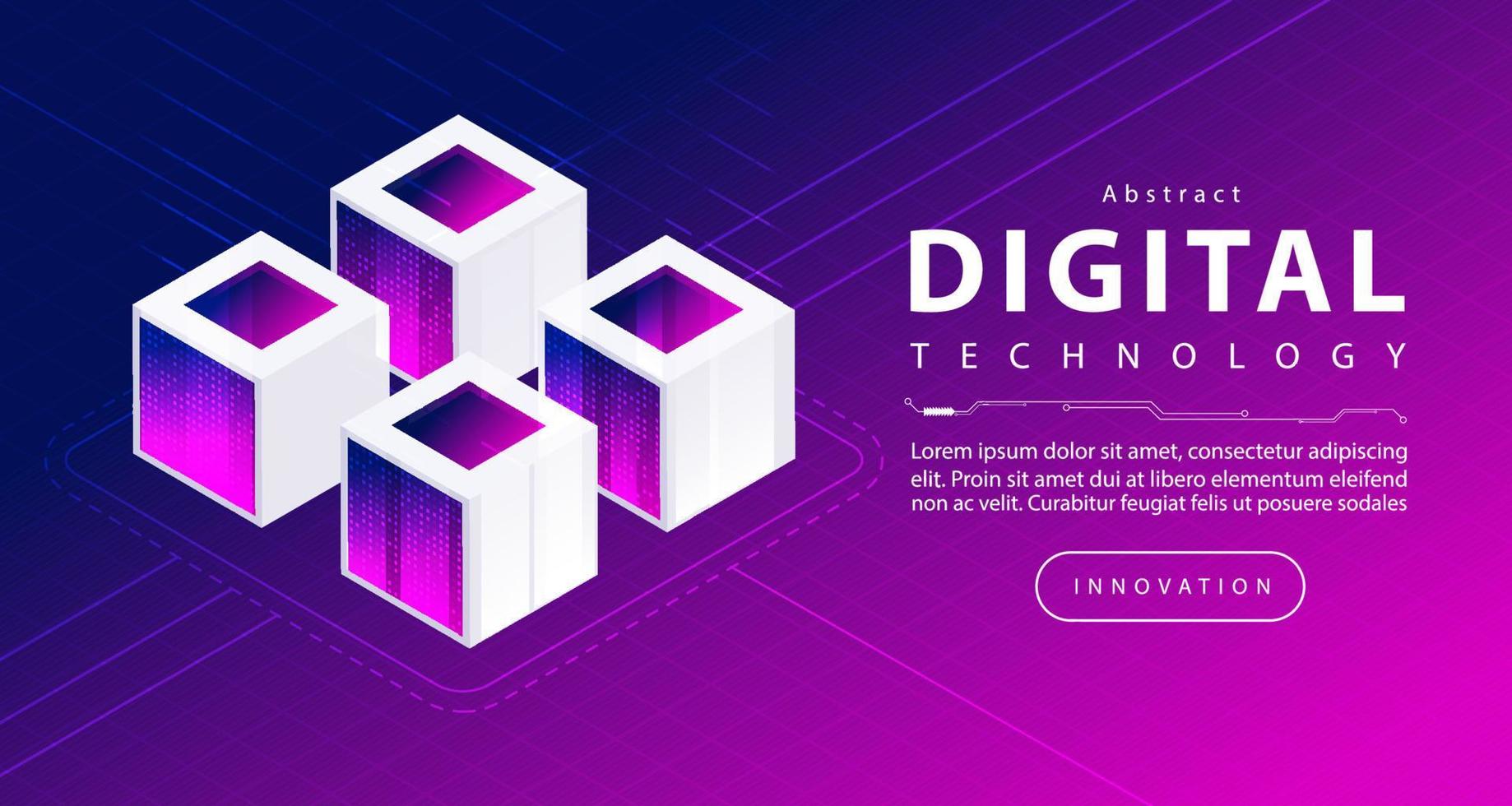 abstract digitaal technologie futuristische blauw roze Purper achtergrond, cyber wetenschap techniek, innovatie communicatie toekomst ai groot gegevens, internet netwerk verbinding, wolk illustratie vector isometrische 3d