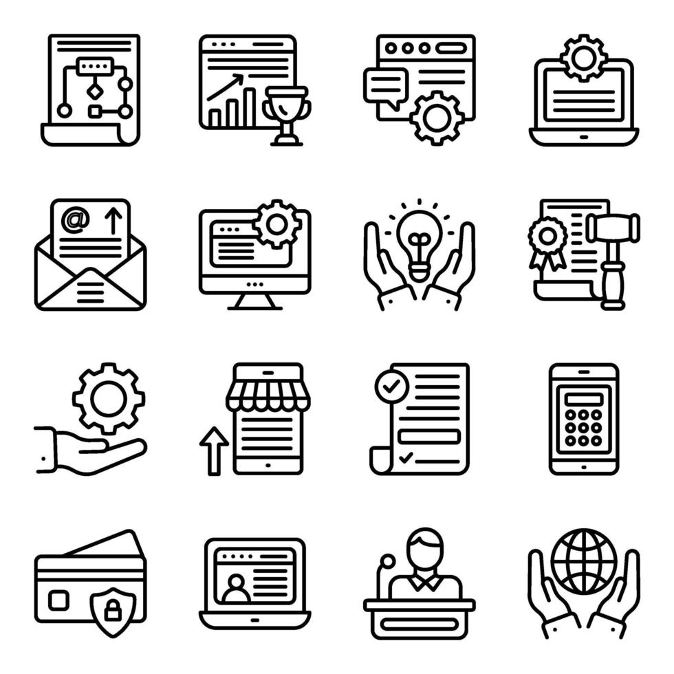 online business lineaire pictogrammen pack vector