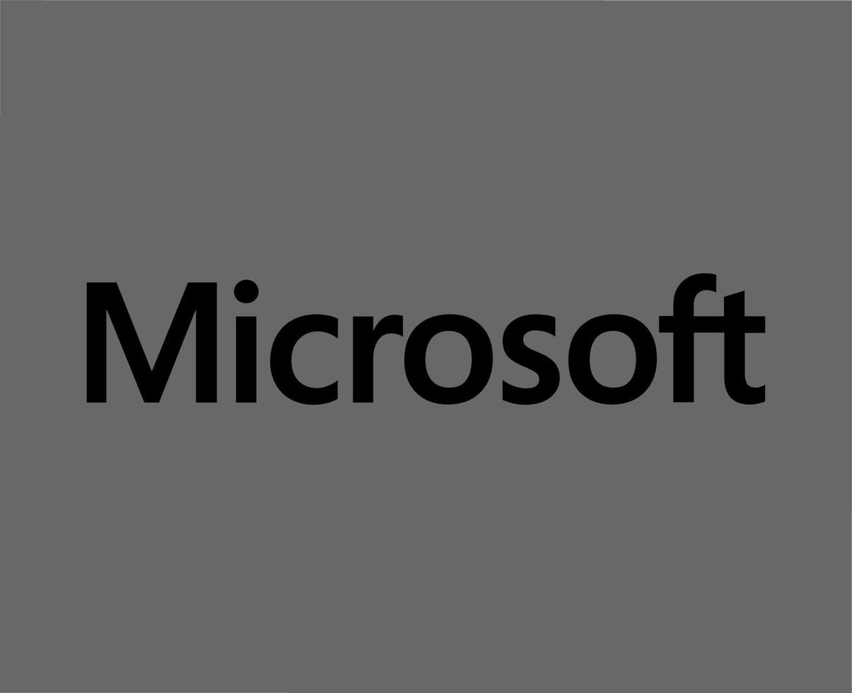 microsoft software logo merk symbool naam zwart ontwerp vector illustratie met grijs achtergrond