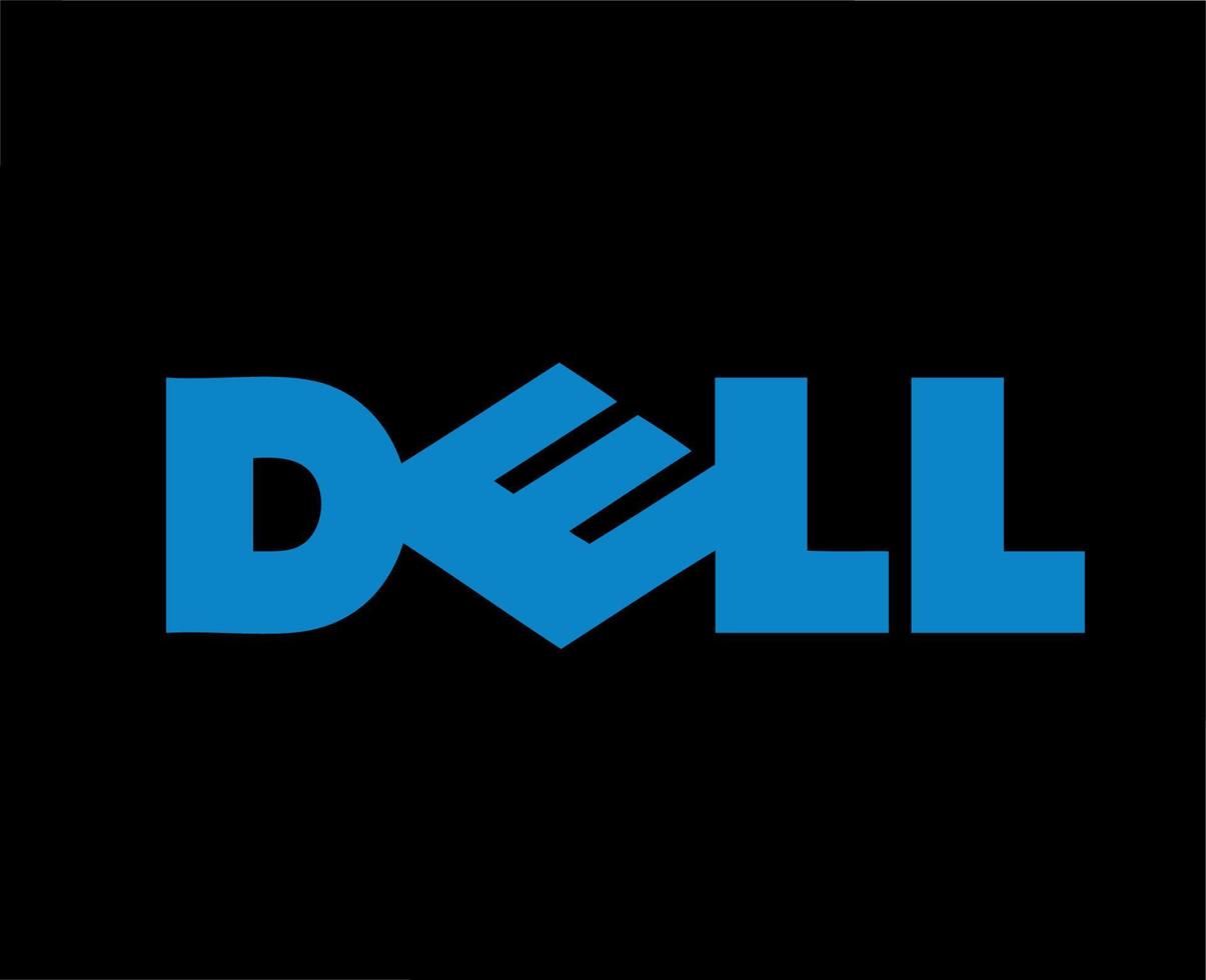 Dell merk logo computer symbool naam blauw ontwerp Verenigde Staten van Amerika laptop vector illustratie met zwart achtergrond