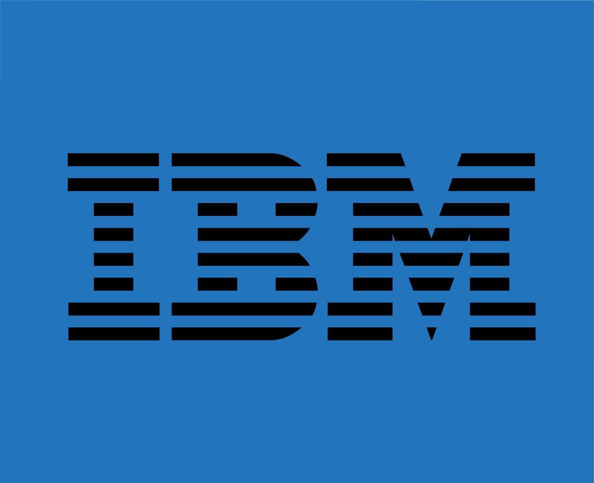 ibm merk symbool software computer logo zwart ontwerp vector illustratie met blauw achtergrond