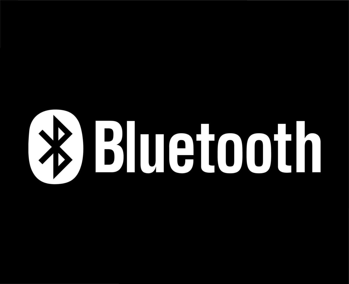 Bluetooth icoon logo symbool met naam wit ontwerp vector illustratie met zwart achtergrond