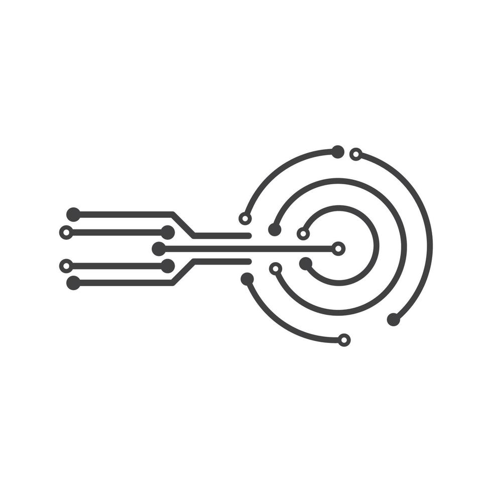 stroomkring bord lijn, processor, chip icoon logo illustratie vector