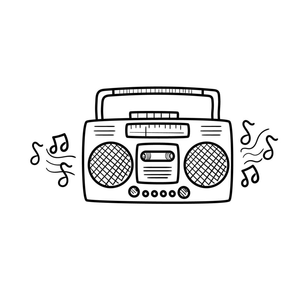 boombox vector illustratie in tekening tekening stijl