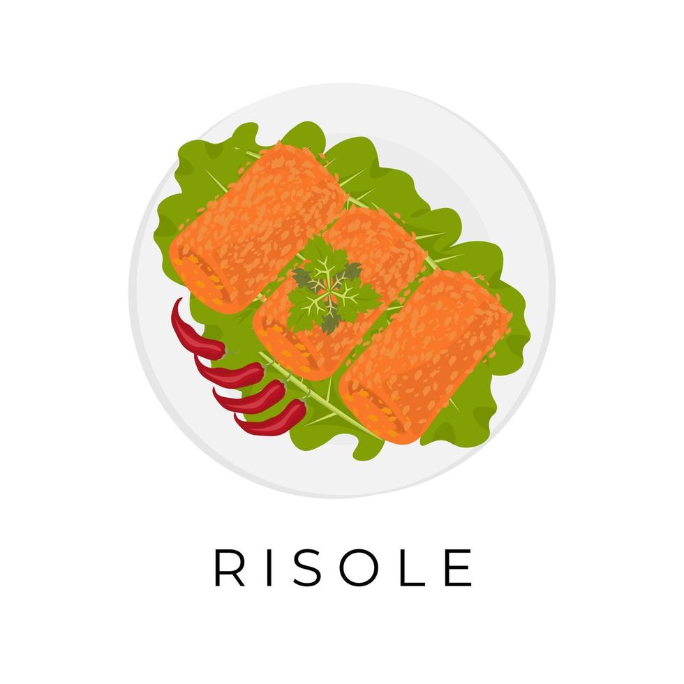 Indonesisch schotel risol mayo vector illustratie logo Aan een wit bord