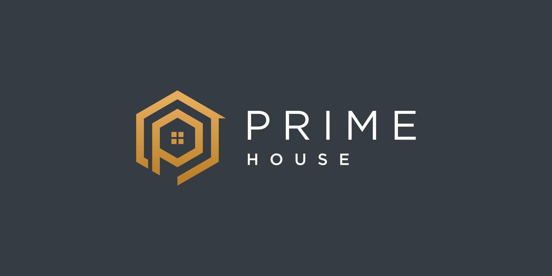 huis logo ontwerp met creatief brief p concept vector