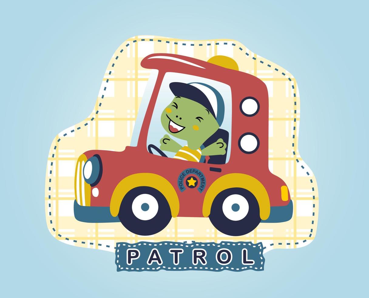 grappig schildpad Aan auto, vector tekenfilm illustratie