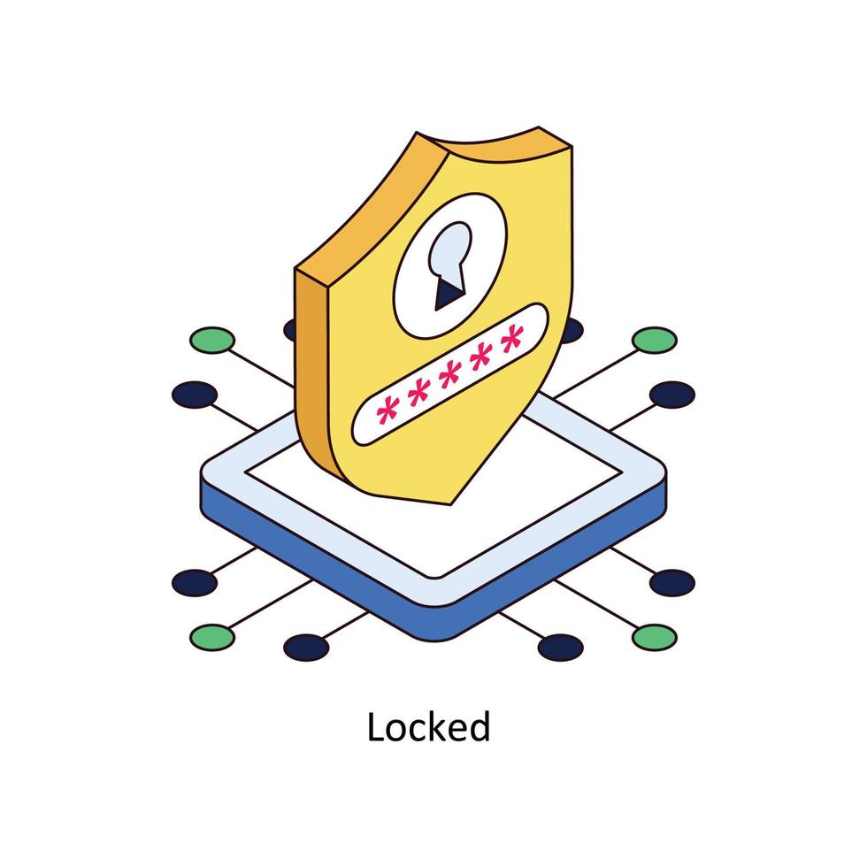 op slot vector isometrische pictogrammen. gemakkelijk voorraad illustratie