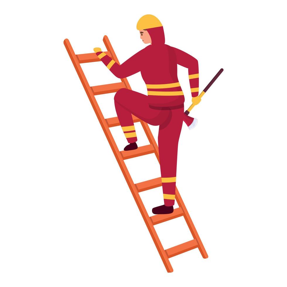 redden Mens gebruik ladder icoon tekenfilm vector. veiligheid persoon vector