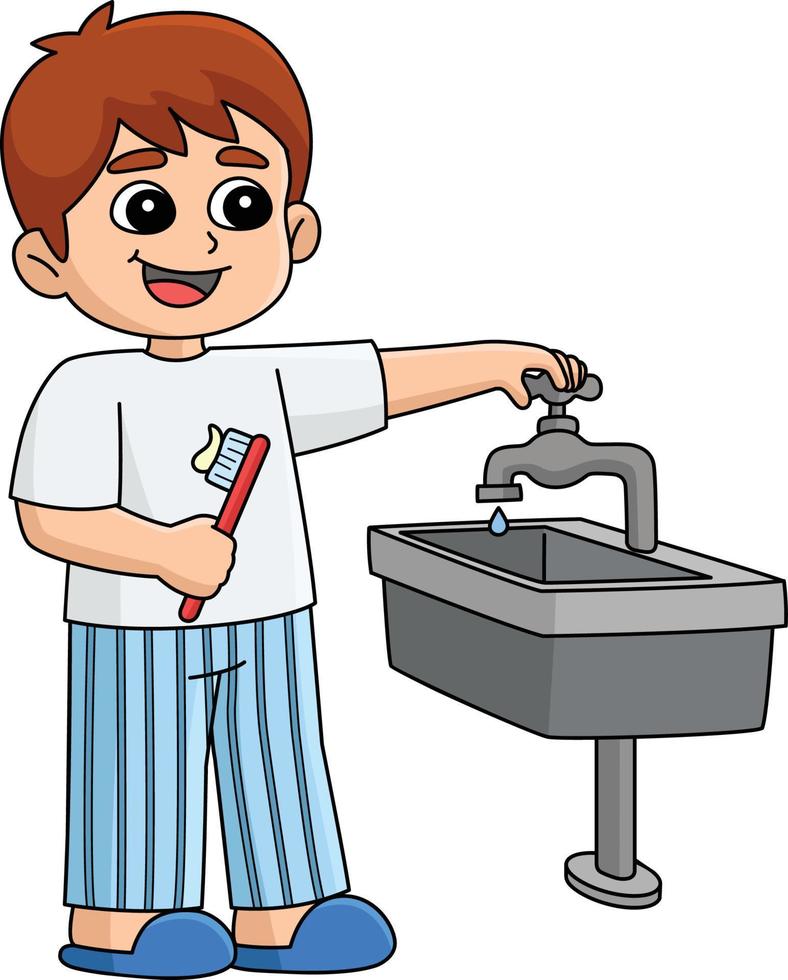 jongen conserveren water tekenfilm gekleurde clip art vector