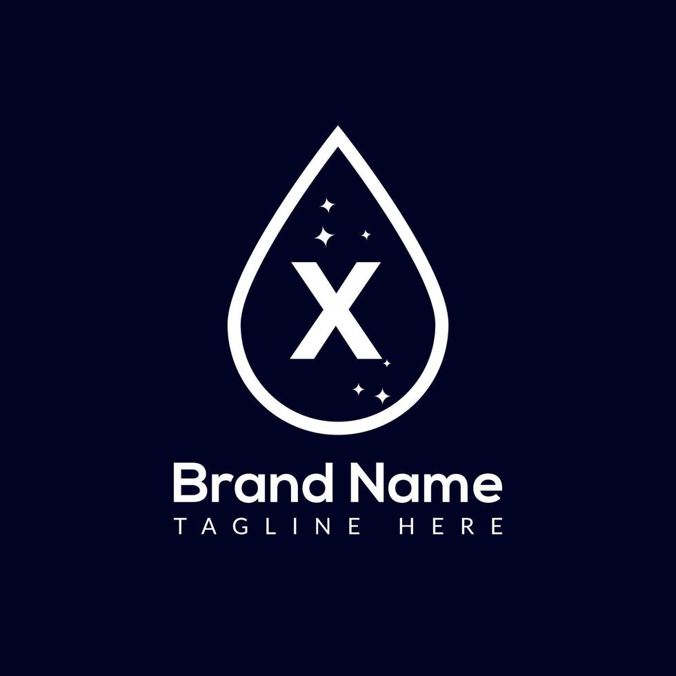 eerste brief X wassen logo, laten vallen en wassen combinatie. laten vallen logo, wassen, schoon, vers, water sjabloon vector