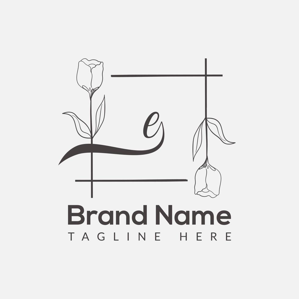 premie brief e logo icoon ontwerp. luxe sieraden kader edelsteen rand logo. schoonheid, mode, spa icoon, bloemen logo ontwerp vector