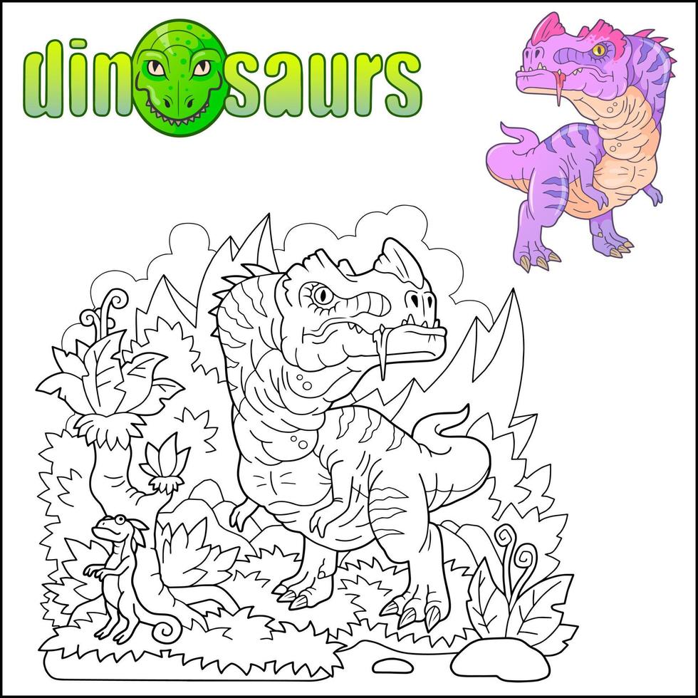 schattig prehistorisch dinosaurussen kleur bladzijde vector